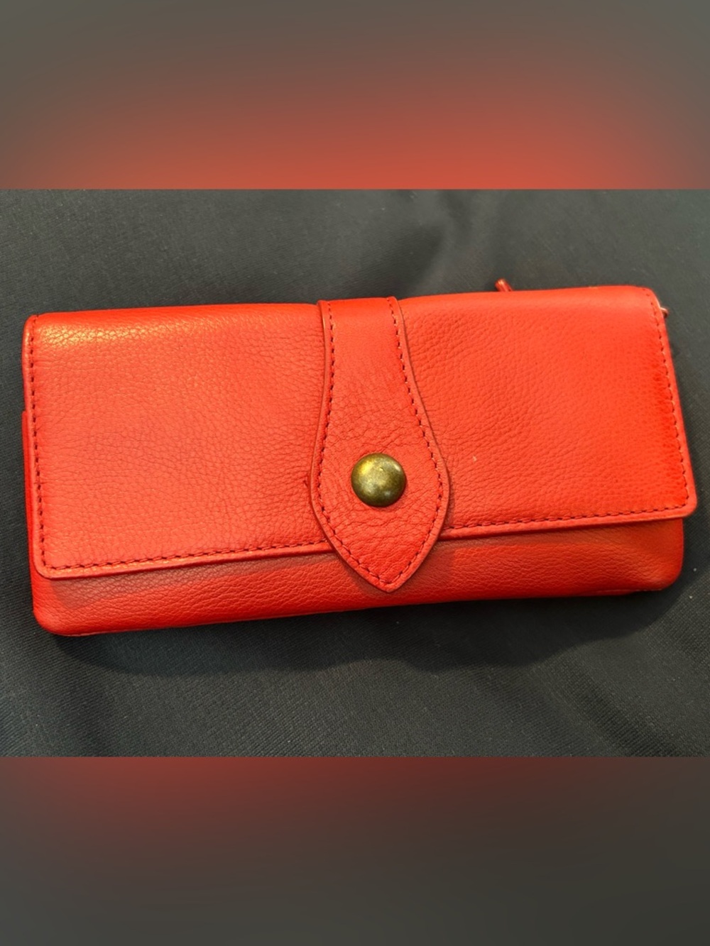 Nordstrom Red Genuine Leather Clutch Wallet - Snap Tab Closure